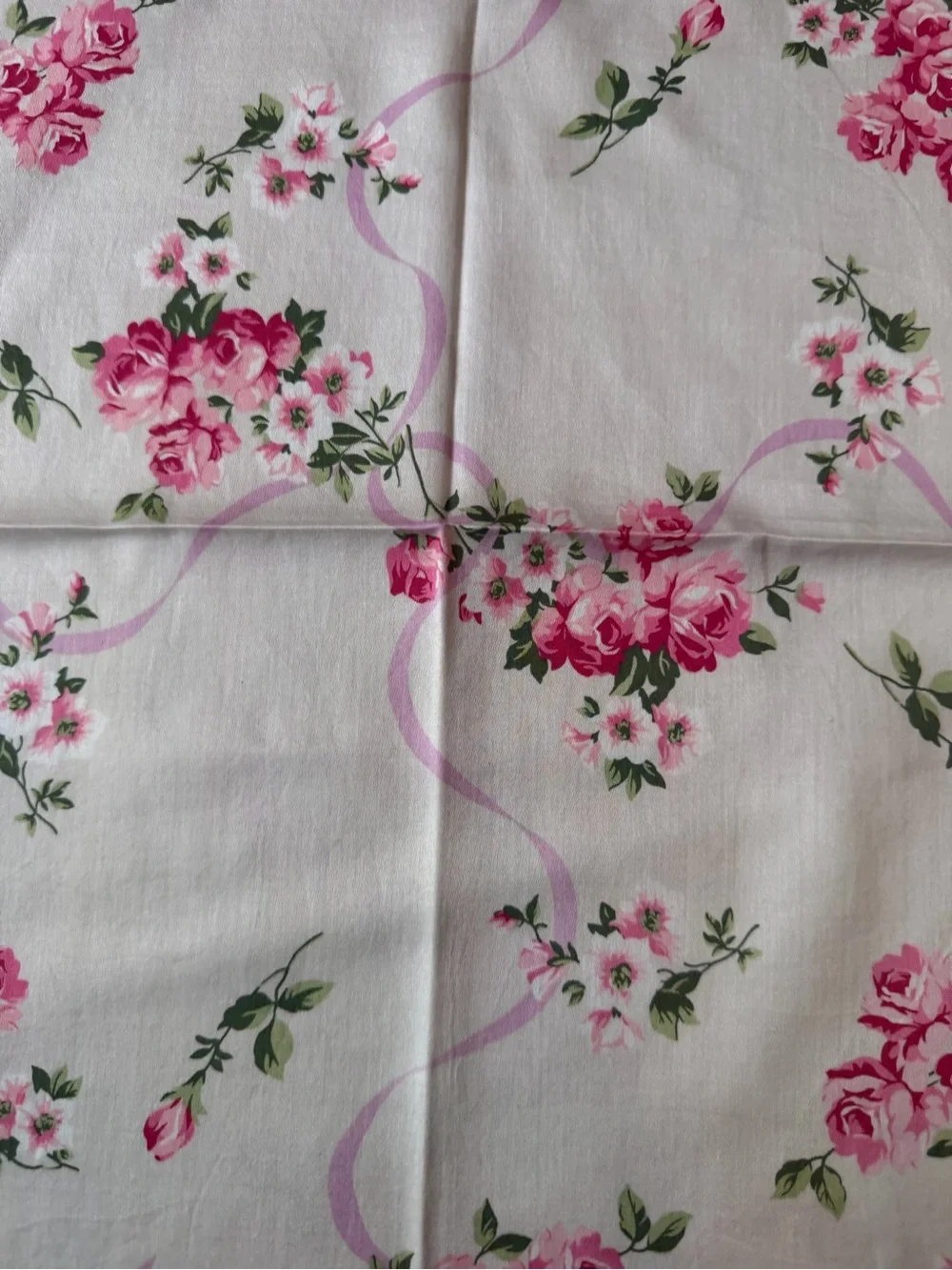 Pierre Balmain Luxury French Fashion House Scarf pink rose & ribbon floral print
